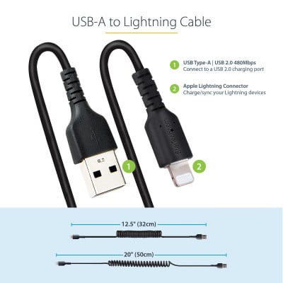 StarTech 50cm&#47;20in USB to Lightning Cable Coiled