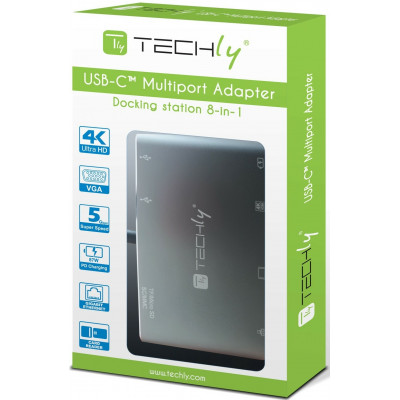 TECHLY ADAPTER USB 3.1/C TO USB 3.0 WITH VGA/HDMI/RJ45