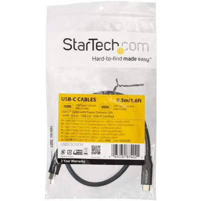 StarTech Cable USB-C w&#47;5A PD - USB 2.0 - 0.5m